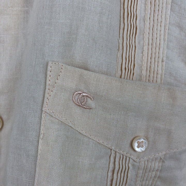 Oleg Cassini Long-Sleeve Mexican Shirt, Cuban Shirt, Boxy Shirt, Men's Size XL linen Beige type Vintage Second Hand
