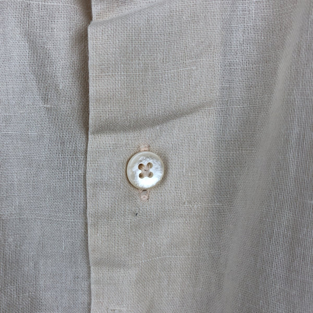 Oleg Cassini Long-Sleeve Mexican Shirt, Cuban Shirt, Boxy Shirt, Men's Size XL linen Beige type Vintage Second Hand