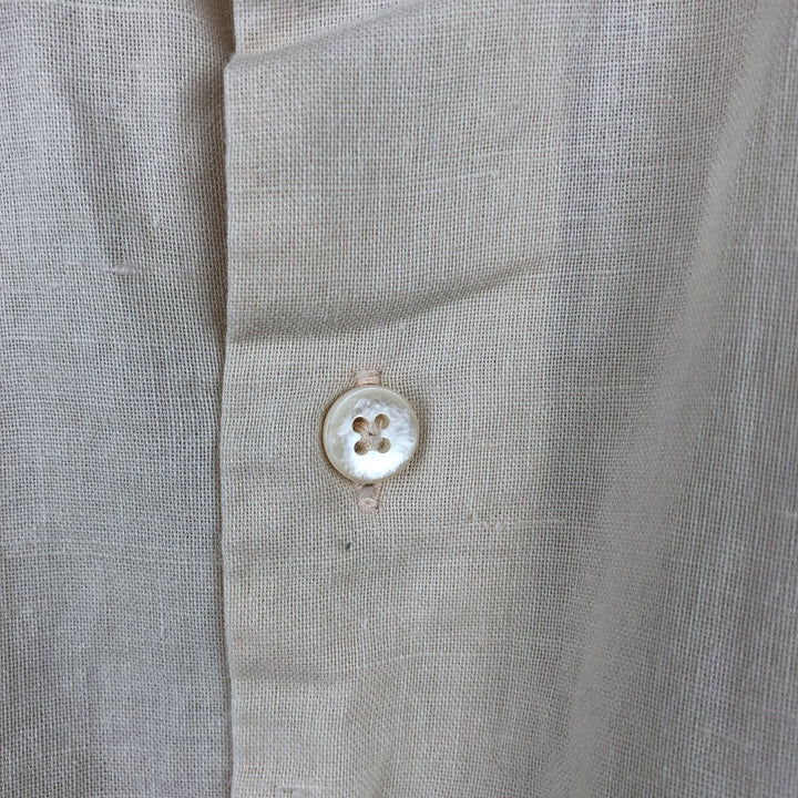 Oleg Cassini Long-Sleeve Mexican Shirt, Cuban Shirt, Boxy Shirt, Men's Size XL linen Beige type Vintage Second Hand