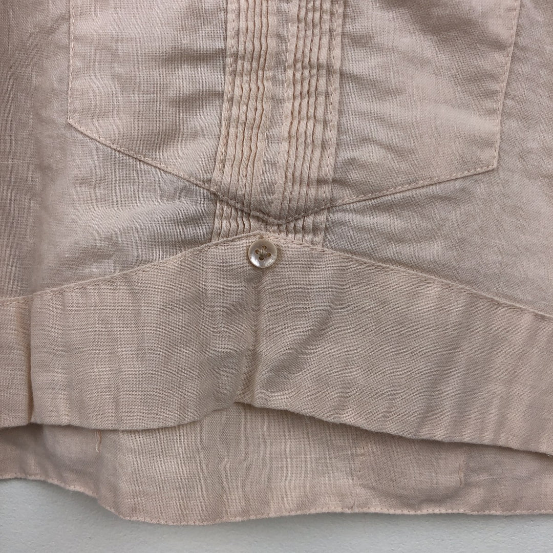Oleg Cassini Long-Sleeve Mexican Shirt, Cuban Shirt, Boxy Shirt, Men's Size XL linen Beige type Vintage Second Hand