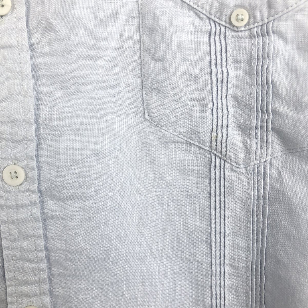 CUBAVERA Long-Sleeve Mexican Shirt, Cuban Shirt, Boxy Shirt, Men's Size XL (approx.) linen navy blue type Vintage Second Hand