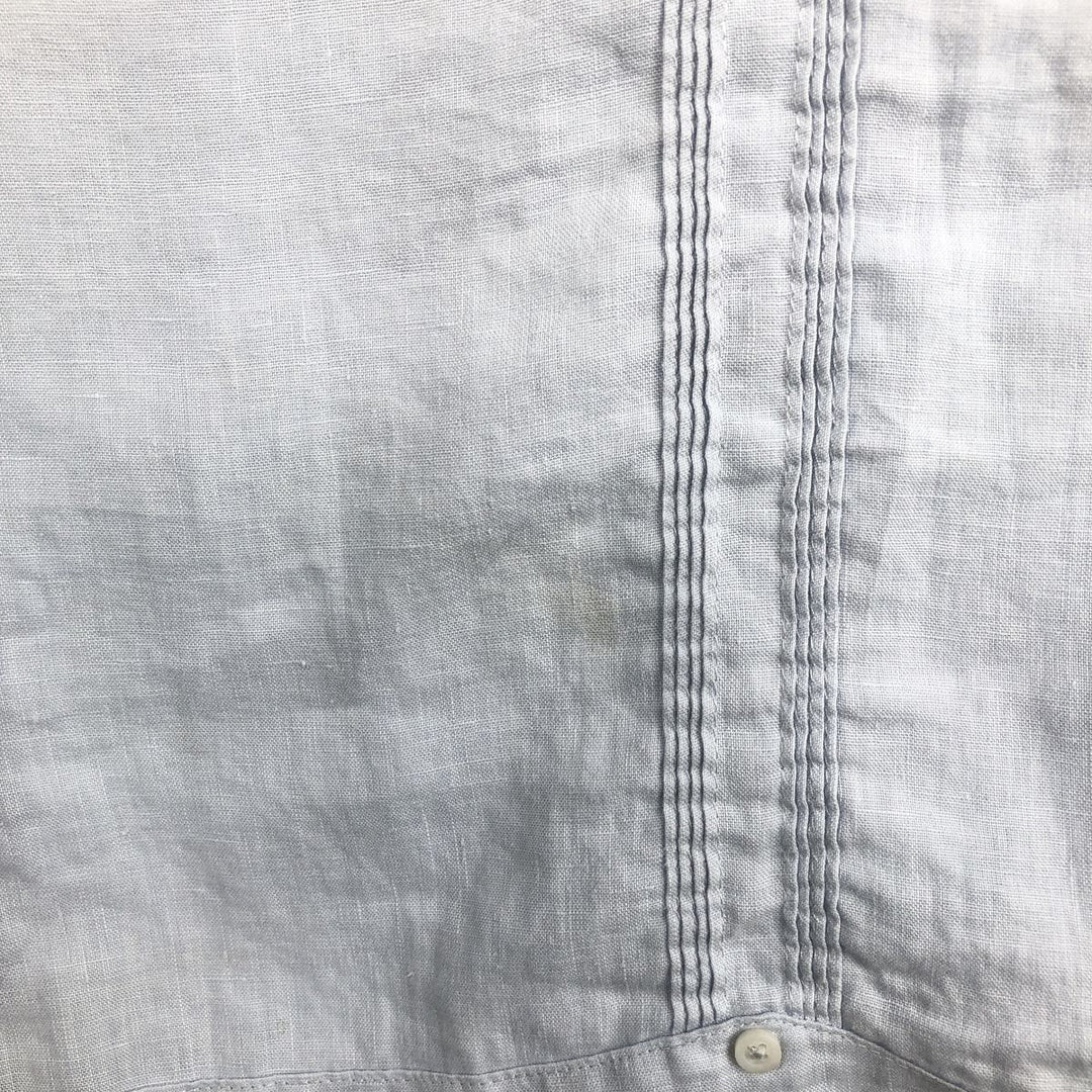 CUBAVERA Long-Sleeve Mexican Shirt, Cuban Shirt, Boxy Shirt, Men's Size XL (approx.) linen navy blue type Vintage Second Hand