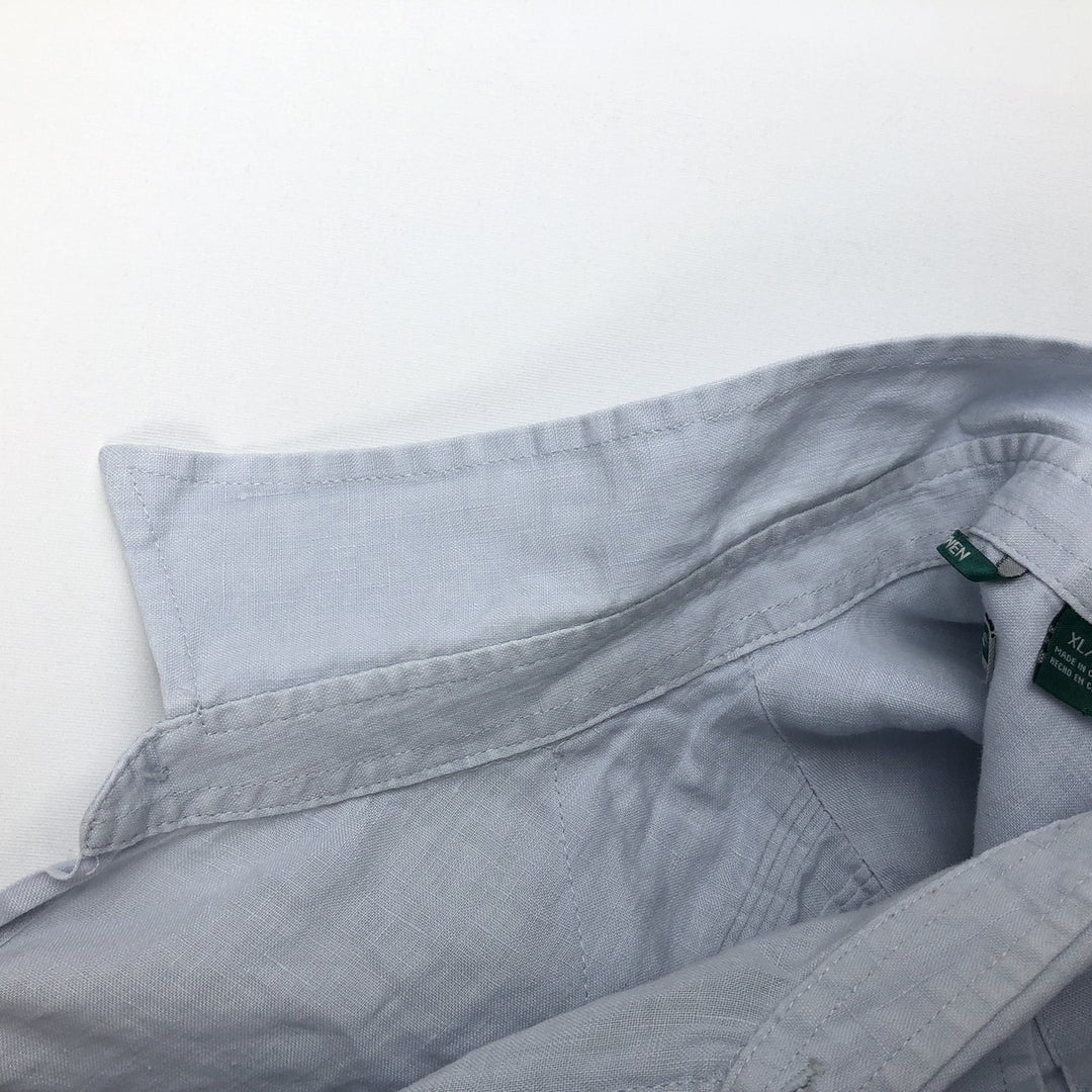 CUBAVERA Long-Sleeve Mexican Shirt, Cuban Shirt, Boxy Shirt, Men's Size XL (approx.) linen navy blue type Vintage Second Hand