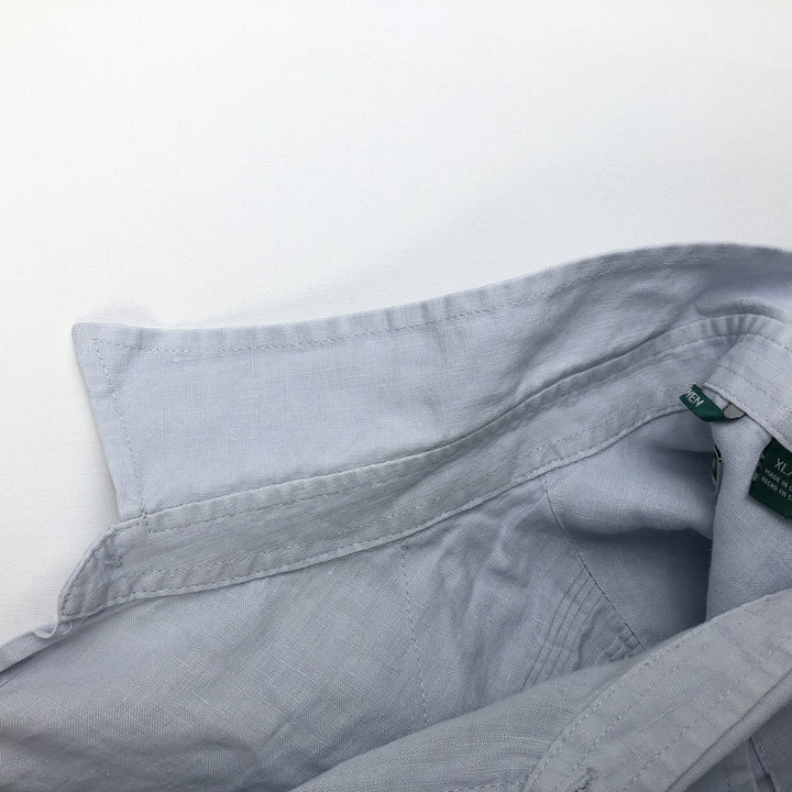 CUBAVERA Long-Sleeve Mexican Shirt, Cuban Shirt, Boxy Shirt, Men's Size XL (approx.) linen navy blue type Vintage Second Hand