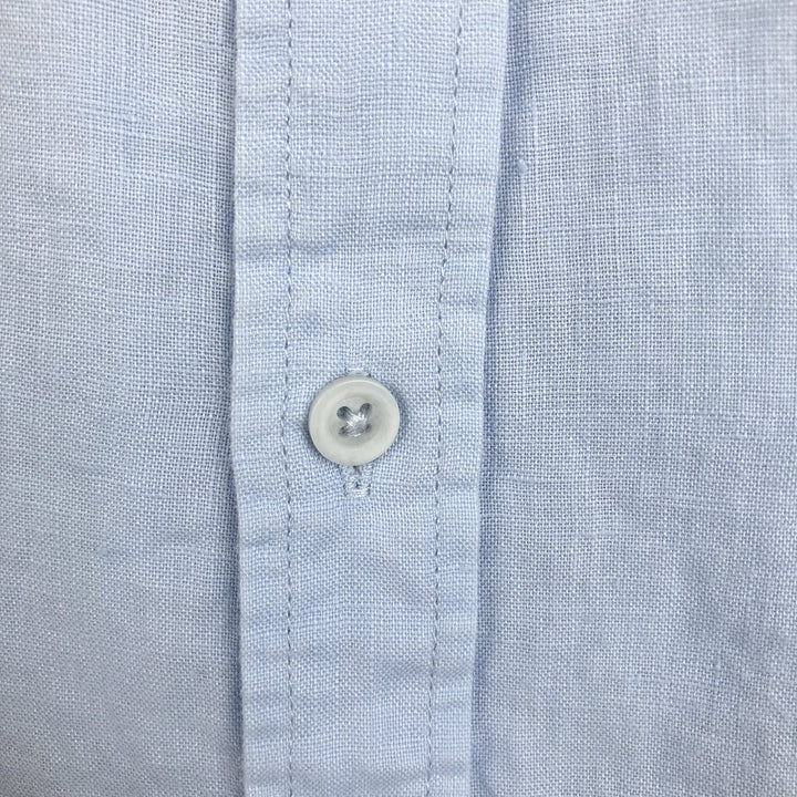 2000'S CUBAVERA Long-Sleeve Mexican Shirt, Cuban Shirt, Boxy Shirt, Men's Size L (approx.) linen Blue type light blue Vintage Second Hand