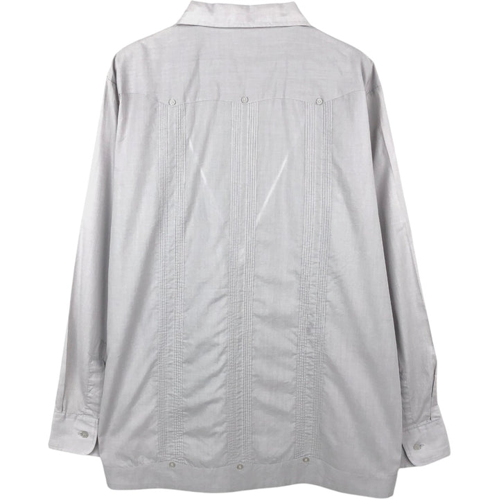 80s-90'S ROMANI Open Collar Long Sleeve Mexican Shirt Cuban Shirt Box Shirt Men's Size L (Equivalent) Vintage polyester gray type Vintage Second Hand