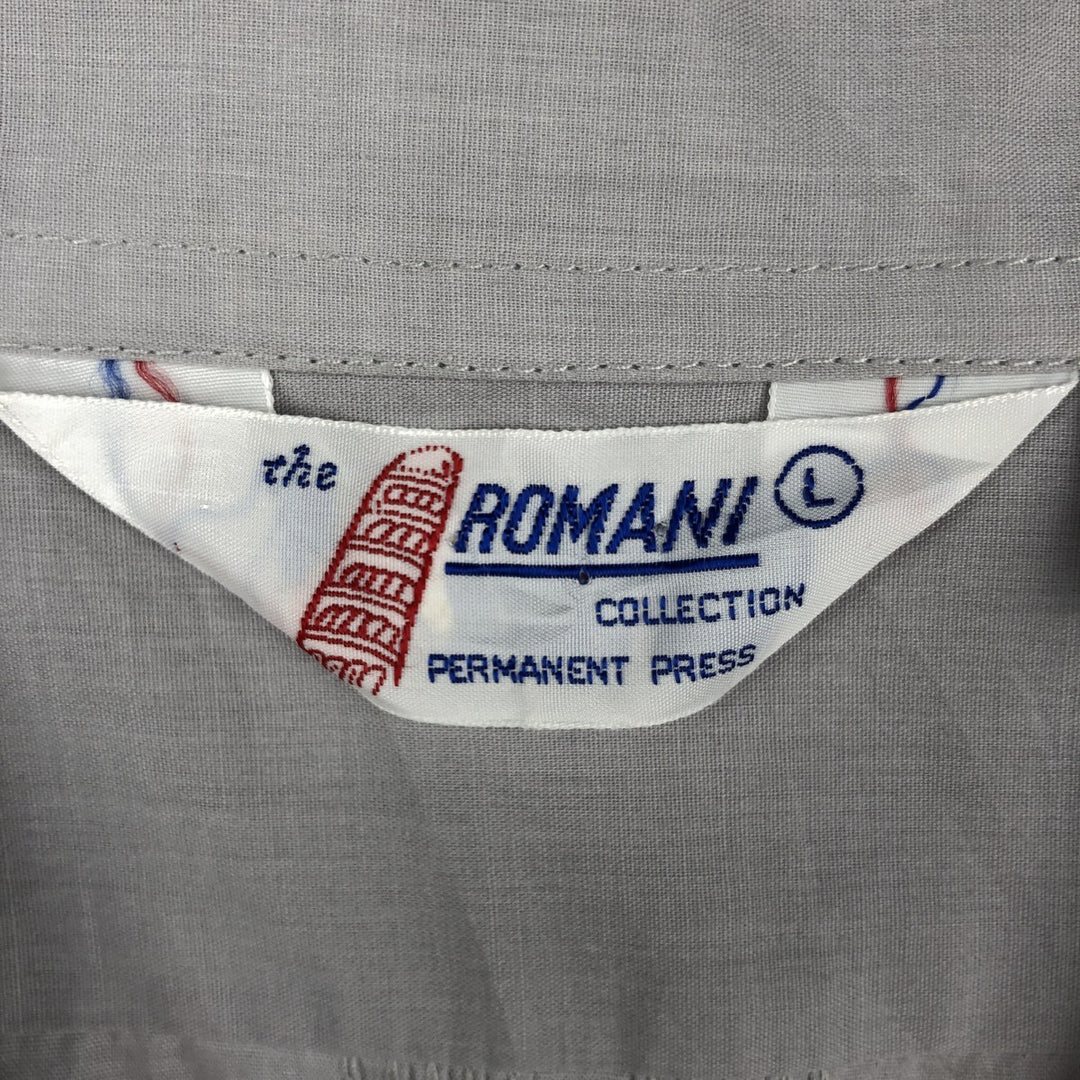 80s-90'S ROMANI Open Collar Long Sleeve Mexican Shirt Cuban Shirt Box Shirt Men's Size L (Equivalent) Vintage polyester gray type Vintage Second Hand