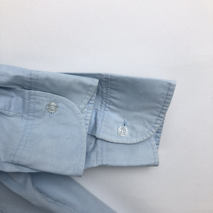 Dominguez Open Collar Long Sleeve Mexican Shirt Cuban Shirt Box Shirt Men's Size L cotton Blue type light blue Vintage Second Hand