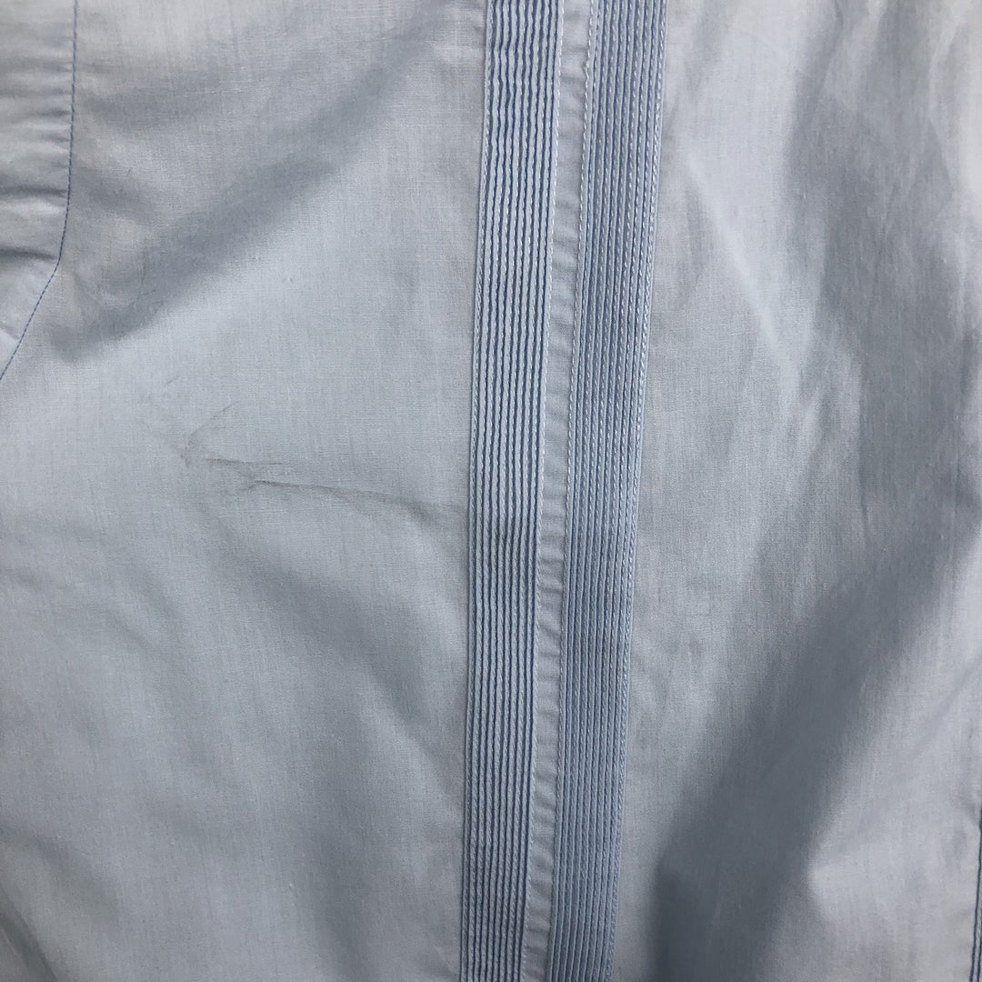 Dominguez Open Collar Long Sleeve Mexican Shirt Cuban Shirt Box Shirt Men's Size L cotton Blue type light blue Vintage Second Hand