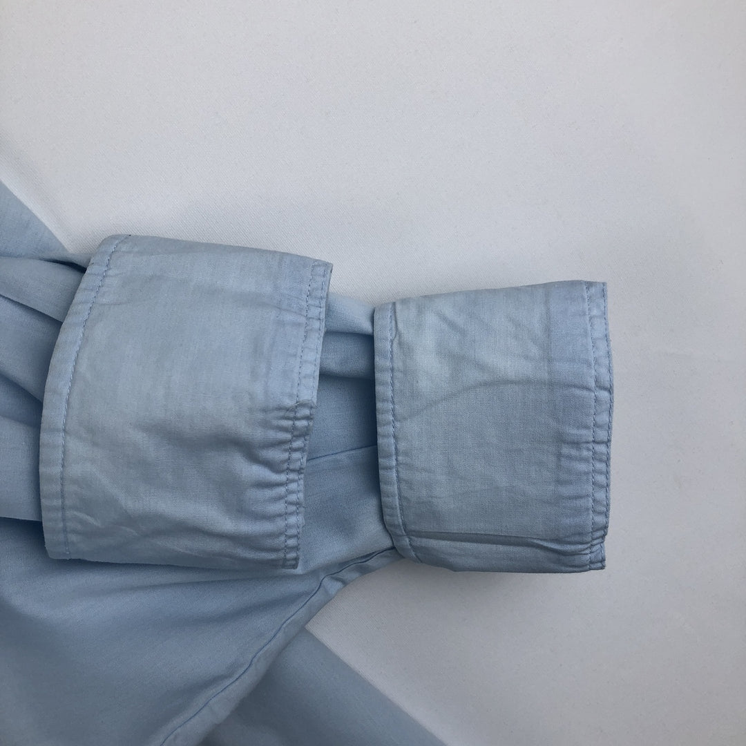 Dominguez Open Collar Long Sleeve Mexican Shirt Cuban Shirt Box Shirt Men's Size L cotton Blue type light blue Vintage Second Hand