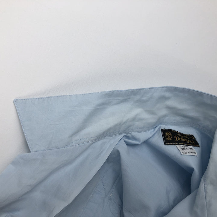 Dominguez Open Collar Long Sleeve Mexican Shirt Cuban Shirt Box Shirt Men's Size L cotton Blue type light blue Vintage Second Hand