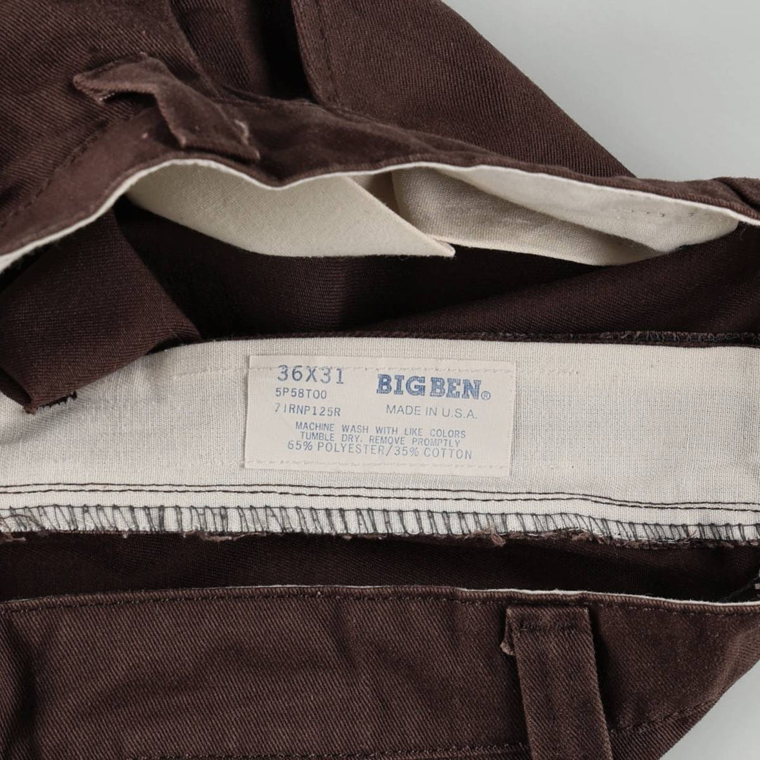 90'S Big Ben work pants, made in USA, men's size W36 equivalent, vintage. polyester brown type Vintage Second Hand