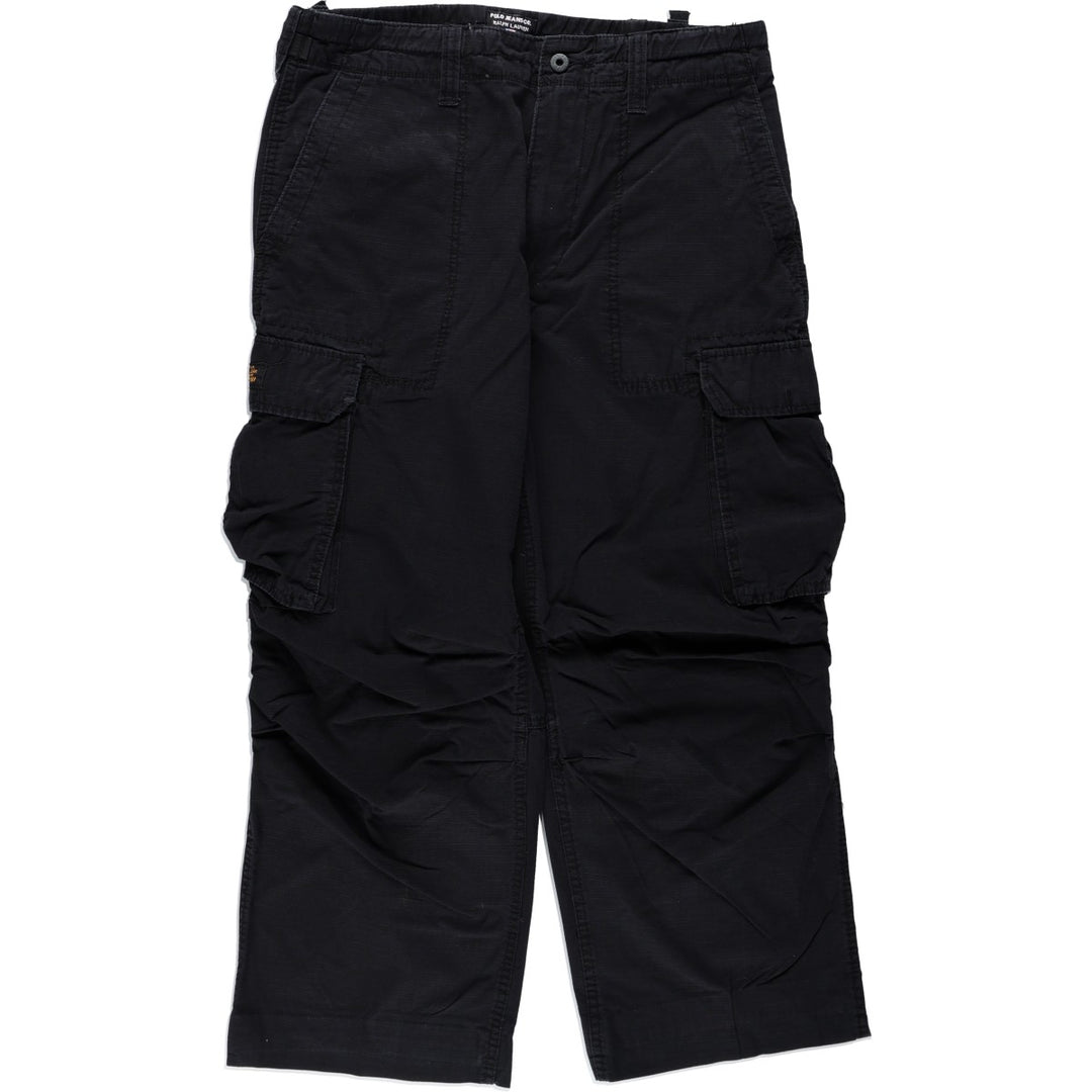 Ralph Lauren POLO JEANS COMPANY Side Adjuster Ripstop Military Cargo Pants Men's W34 (approx.) cotton black type Vintage Second Hand