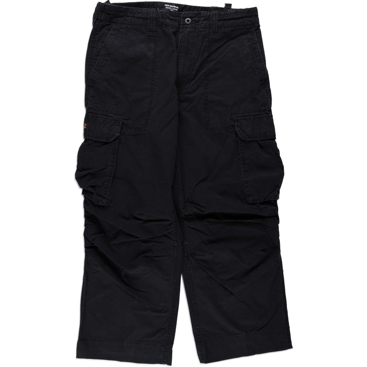 Ralph Lauren POLO JEANS COMPANY Side Adjuster Ripstop Military Cargo Pants Men's W34 (approx.) cotton black type Vintage Second Hand