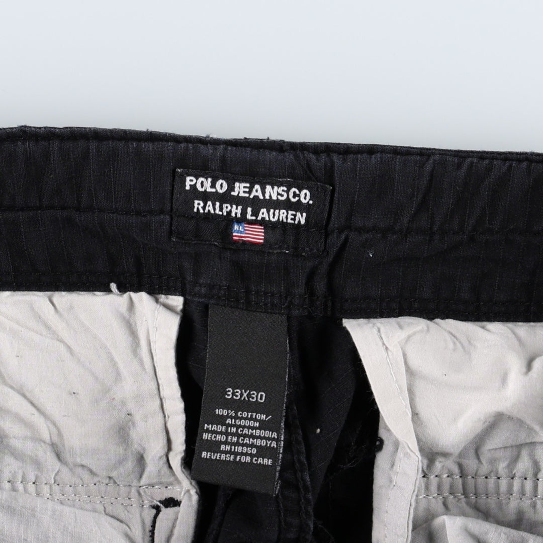 Ralph Lauren POLO JEANS COMPANY Side Adjuster Ripstop Military Cargo Pants Men's W34 (approx.) cotton black type Vintage Second Hand