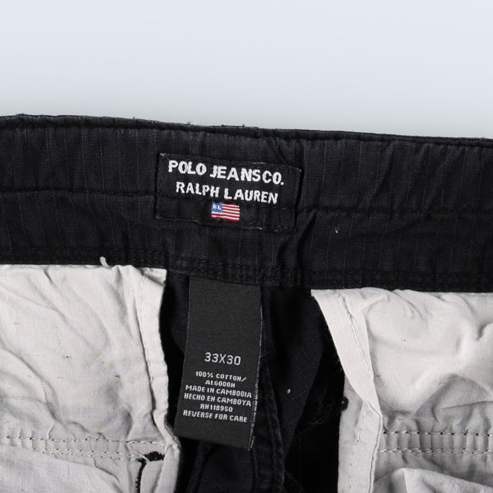 Ralph Lauren POLO JEANS COMPANY Side Adjuster Ripstop Military Cargo Pants Men's W34 (approx.) cotton black type Vintage Second Hand
