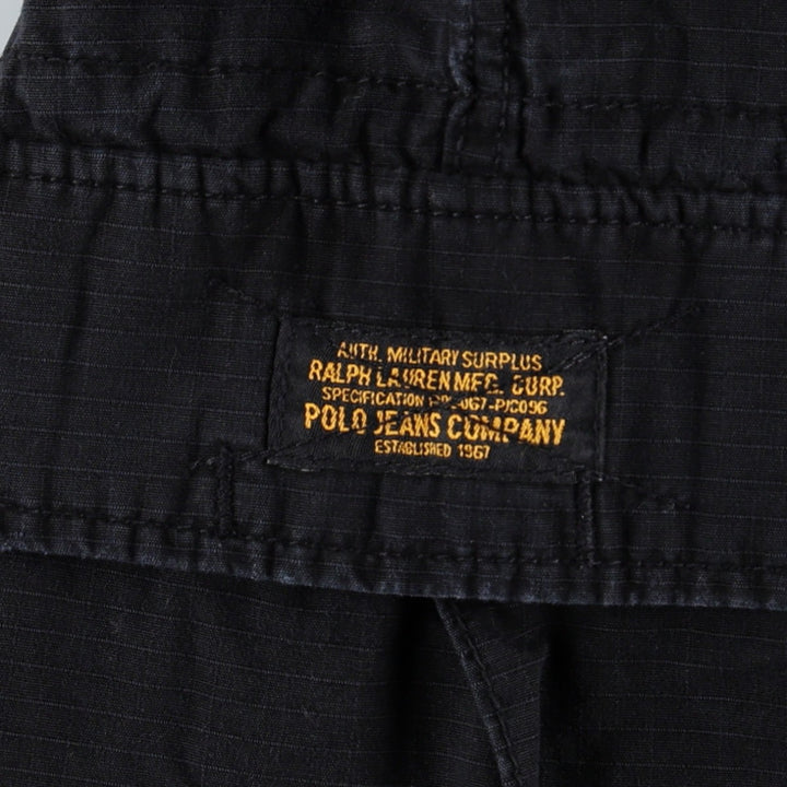 Ralph Lauren POLO JEANS COMPANY Side Adjuster Ripstop Military Cargo Pants Men's W34 (approx.) cotton black type Vintage Second Hand
