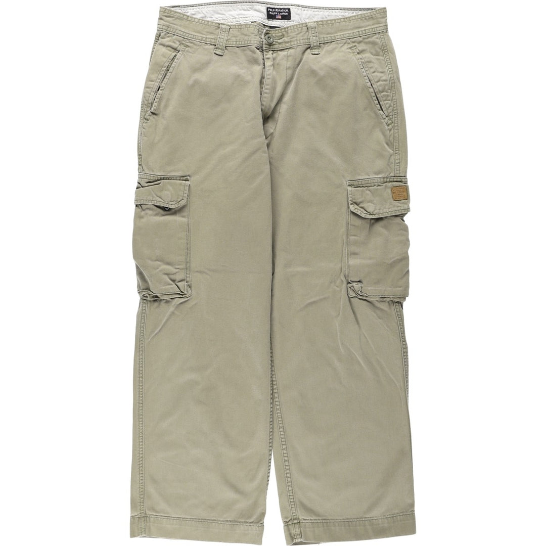 Ralph Lauren POLO JEANS COMPANY Military Cargo Pants, Men's W35 (approx.) cotton Khaki type beige Vintage Second Hand