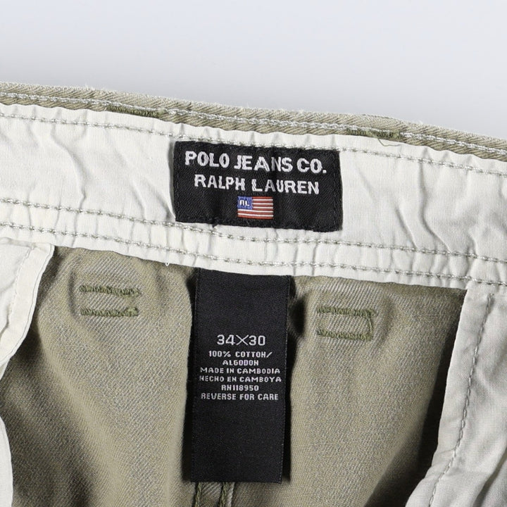 Ralph Lauren POLO JEANS COMPANY Military Cargo Pants, Men's W35 (approx.) cotton Khaki type beige Vintage Second Hand