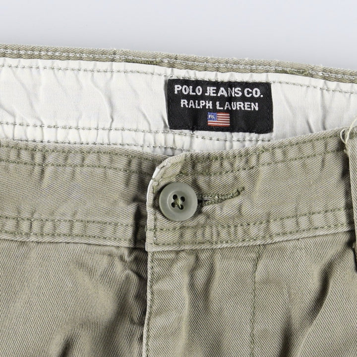 Ralph Lauren POLO JEANS COMPANY Military Cargo Pants, Men's W35 (approx.) cotton Khaki type beige Vintage Second Hand