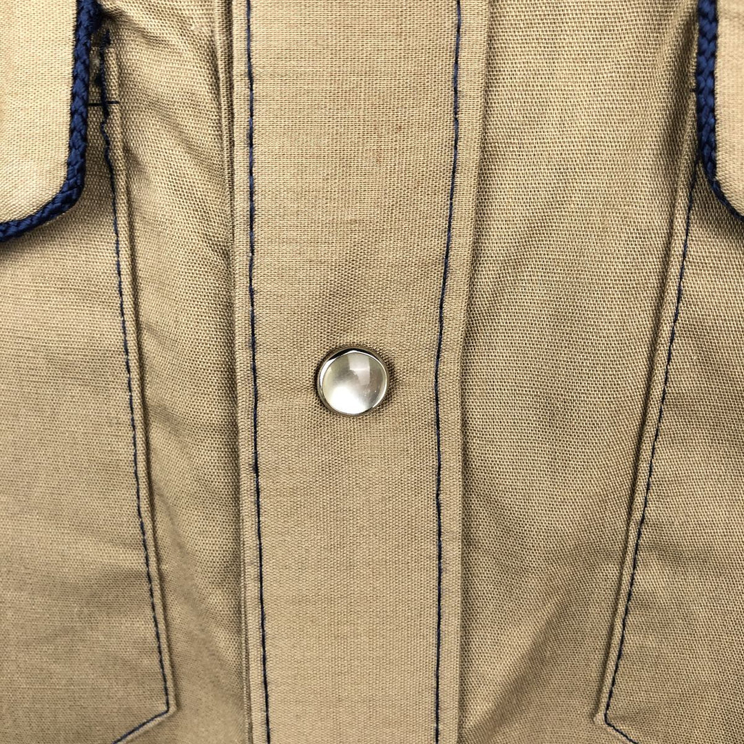 Rockmount Ranch Wear Long-Sleeve Western Shirt, Made in USA, Men's Size M (Equivalent), Vintage polyester Khaki type brown Vintage Second Hand