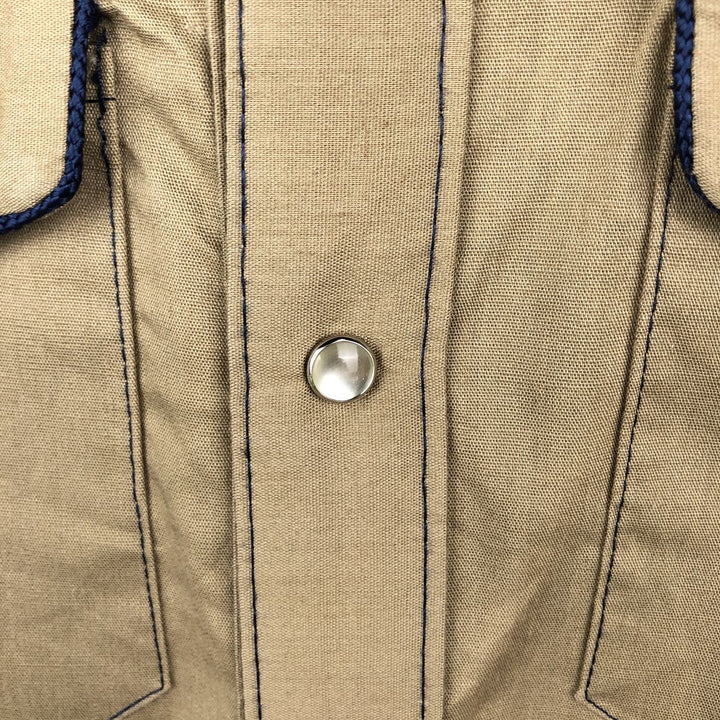 Rockmount Ranch Wear Long-Sleeve Western Shirt, Made in USA, Men's Size M (Equivalent), Vintage polyester Khaki type brown Vintage Second Hand