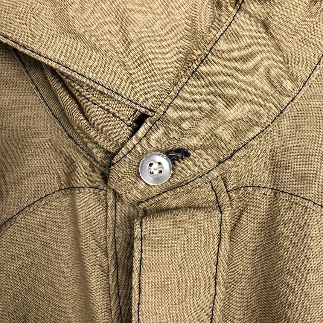 Rockmount Ranch Wear Long-Sleeve Western Shirt, Made in USA, Men's Size M (Equivalent), Vintage polyester Khaki type brown Vintage Second Hand