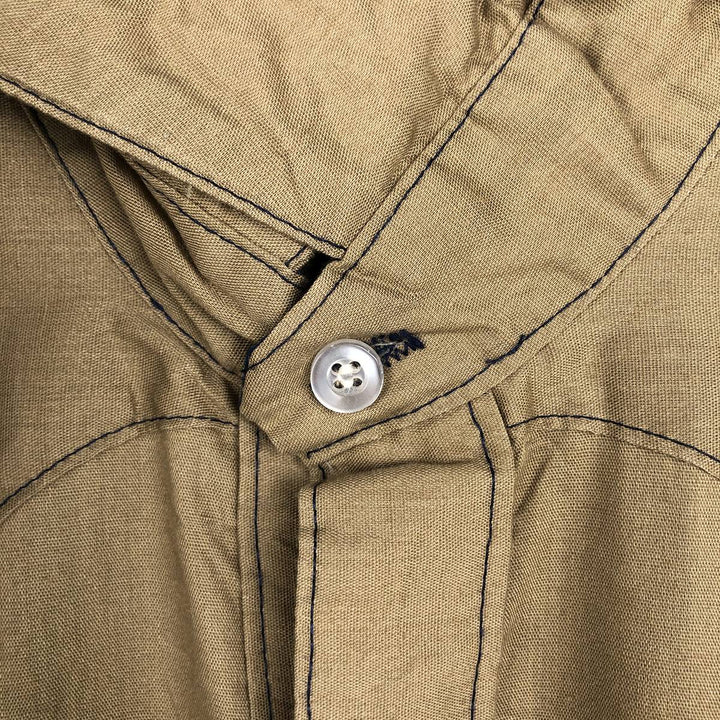 Rockmount Ranch Wear Long-Sleeve Western Shirt, Made in USA, Men's Size M (Equivalent), Vintage polyester Khaki type brown Vintage Second Hand