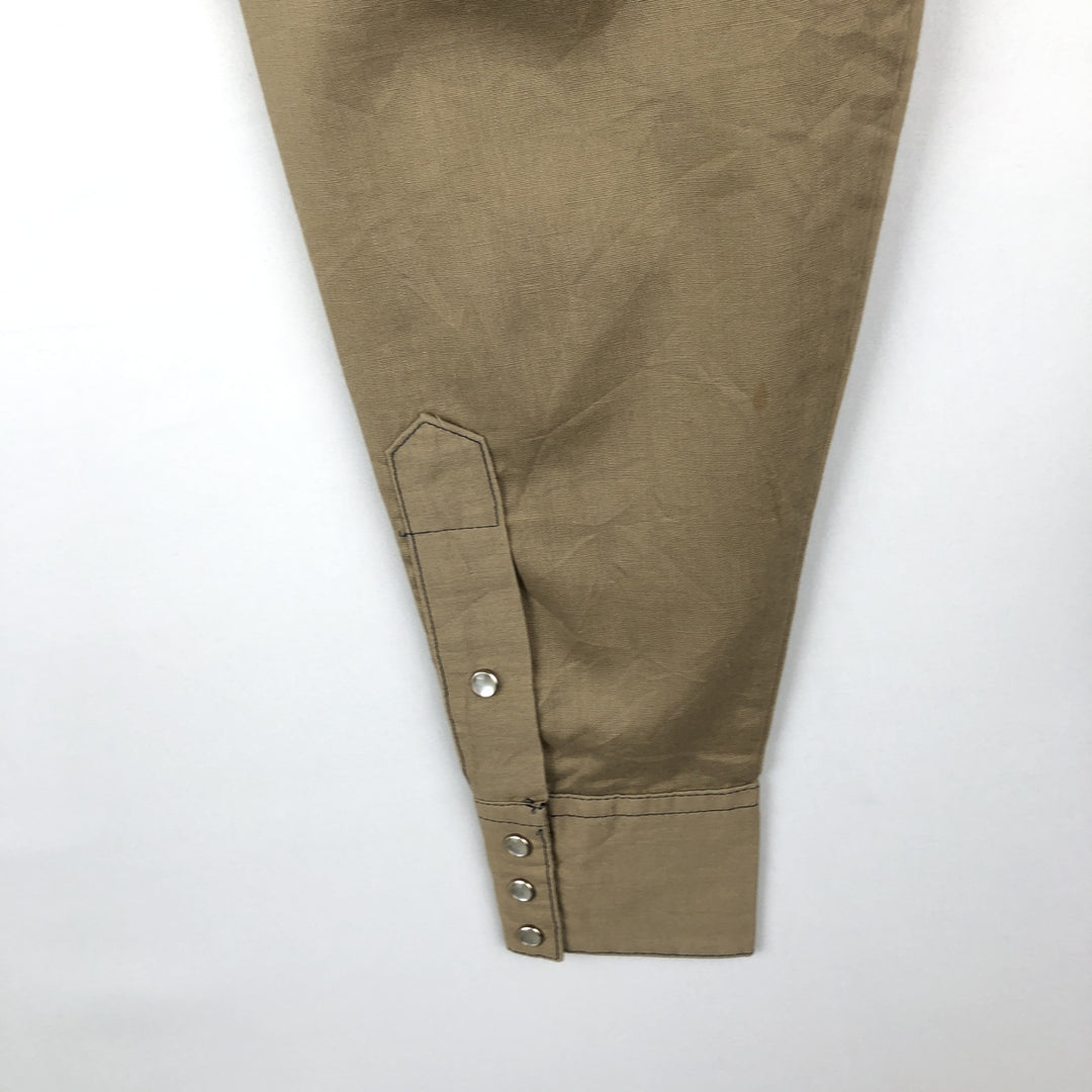 Rockmount Ranch Wear Long-Sleeve Western Shirt, Made in USA, Men's Size M (Equivalent), Vintage polyester Khaki type brown Vintage Second Hand