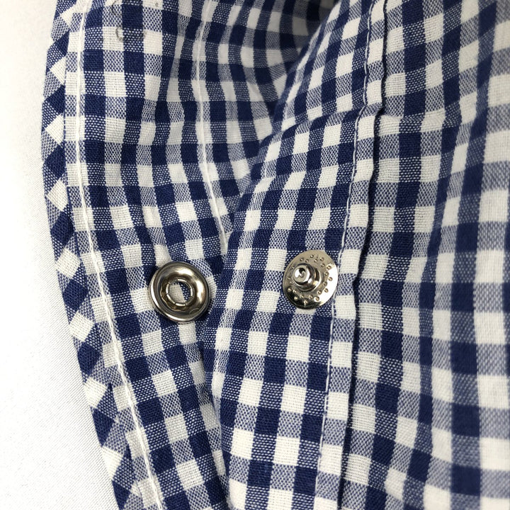 OLDEN SPUR Check Pattern Gingham Check Long-Sleeve Western Shirt, Men's Size L (approx.) unclear navy blue type Vintage Second Hand