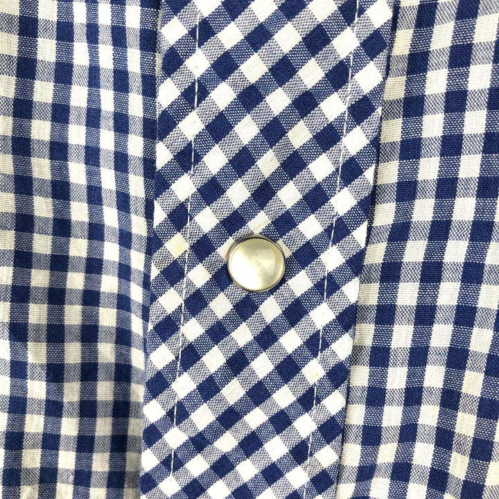 OLDEN SPUR Check Pattern Gingham Check Long-Sleeve Western Shirt, Men's Size L (approx.) unclear navy blue type Vintage Second Hand