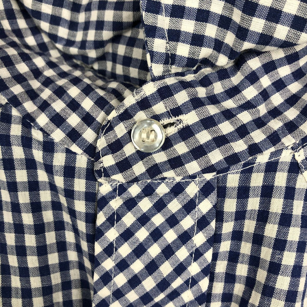 OLDEN SPUR Check Pattern Gingham Check Long-Sleeve Western Shirt, Men's Size L (approx.) unclear navy blue type Vintage Second Hand