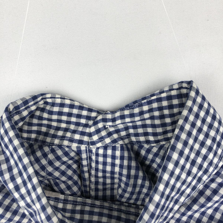 OLDEN SPUR Check Pattern Gingham Check Long-Sleeve Western Shirt, Men's Size L (approx.) unclear navy blue type Vintage Second Hand