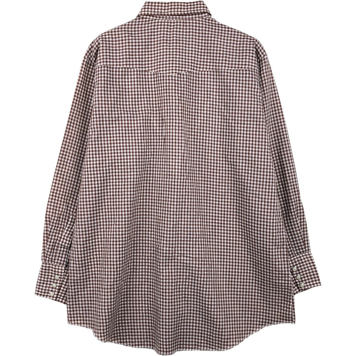 1970'S DC (December) Check Pattern Gingham Check Long-Sleeve Western Shirt, Made in USA, Men's Size L (approx.) unclear brown type Vintage Second Hand