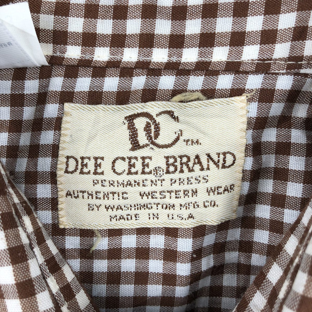 1970'S DC (December) Check Pattern Gingham Check Long-Sleeve Western Shirt, Made in USA, Men's Size L (approx.) unclear brown type Vintage Second Hand