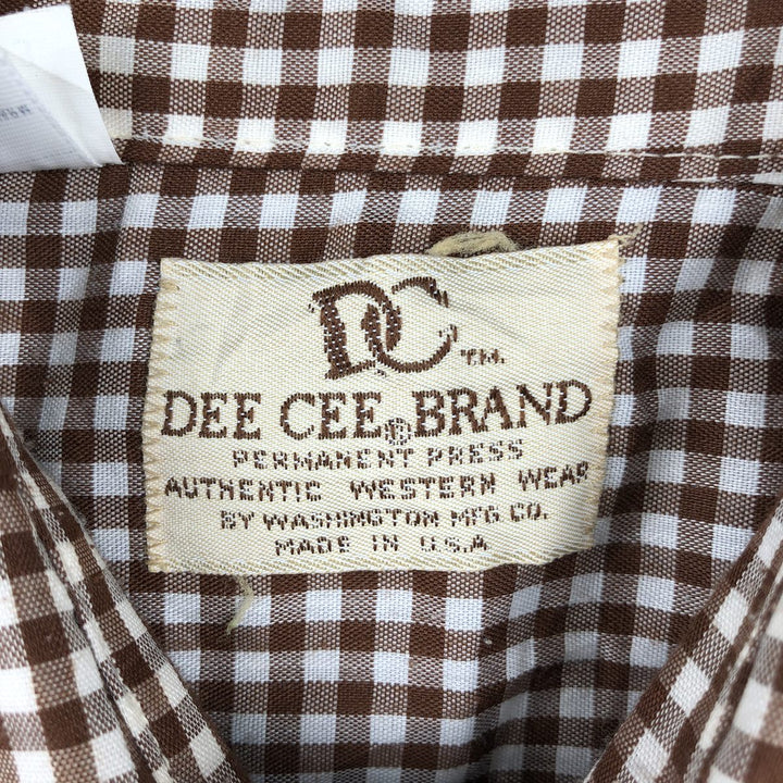1970'S DC (December) Check Pattern Gingham Check Long-Sleeve Western Shirt, Made in USA, Men's Size L (approx.) unclear brown type Vintage Second Hand