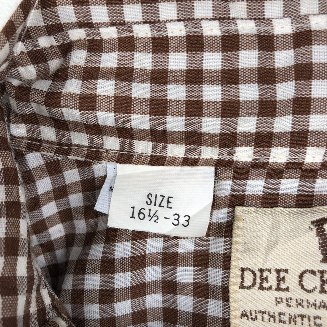 1970'S DC (December) Check Pattern Gingham Check Long-Sleeve Western Shirt, Made in USA, Men's Size L (approx.) unclear brown type Vintage Second Hand