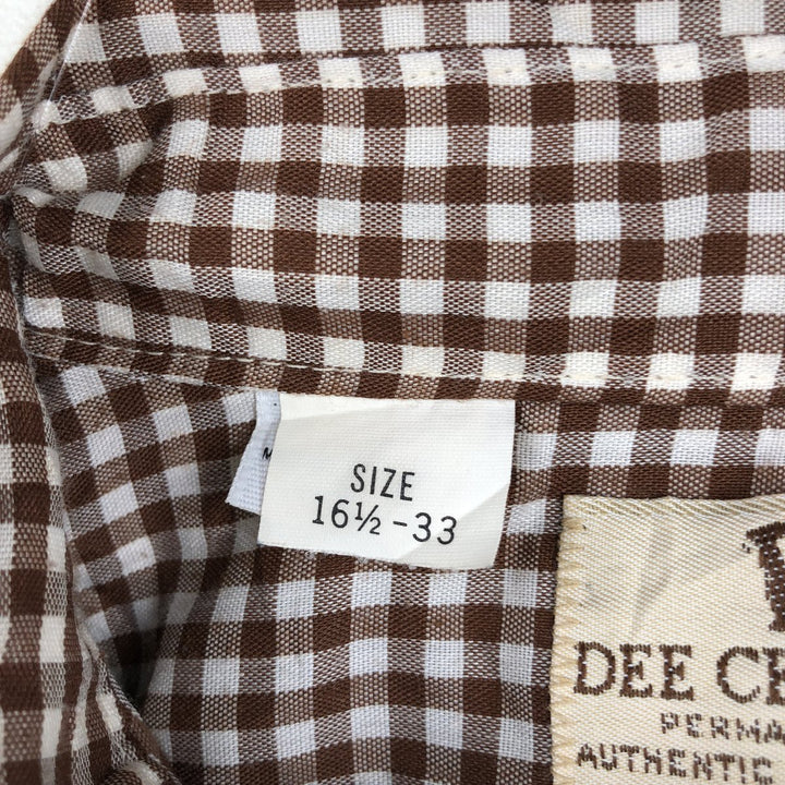 1970'S DC (December) Check Pattern Gingham Check Long-Sleeve Western Shirt, Made in USA, Men's Size L (approx.) unclear brown type Vintage Second Hand