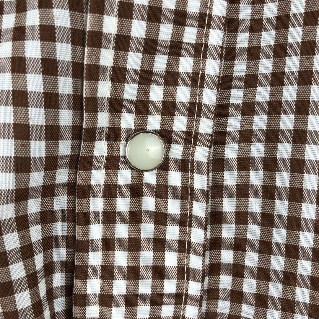 1970'S DC (December) Check Pattern Gingham Check Long-Sleeve Western Shirt, Made in USA, Men's Size L (approx.) unclear brown type Vintage Second Hand