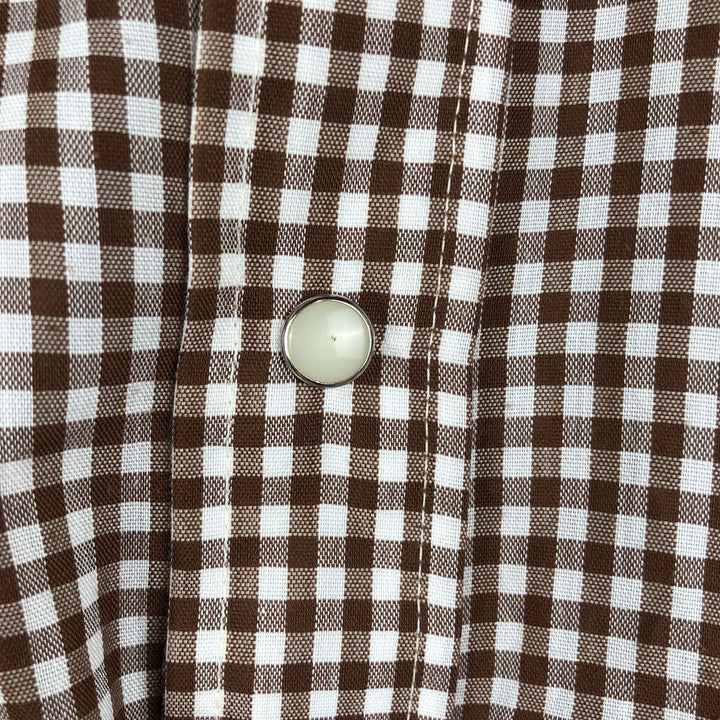 1970'S DC (December) Check Pattern Gingham Check Long-Sleeve Western Shirt, Made in USA, Men's Size L (approx.) unclear brown type Vintage Second Hand