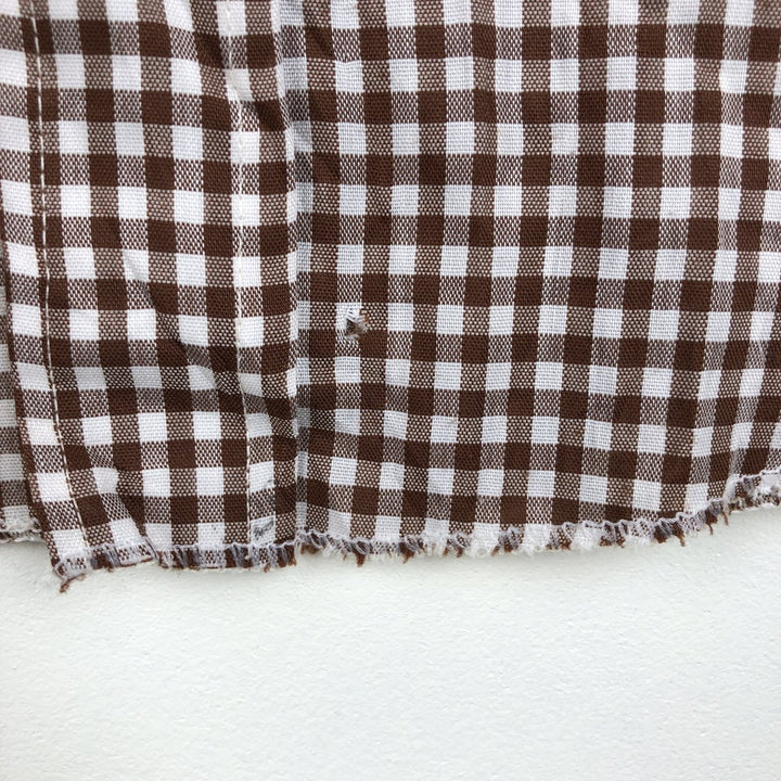 1970'S DC (December) Check Pattern Gingham Check Long-Sleeve Western Shirt, Made in USA, Men's Size L (approx.) unclear brown type Vintage Second Hand