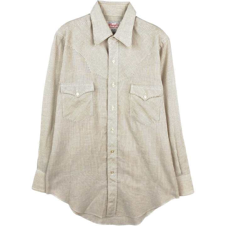 1970'S Wrangler Stripe Pattern Long-Sleeve Western Shirt, Made in USA, Men's Size M (approx.), Vintage cotton oro legacy Vintage Second Hand