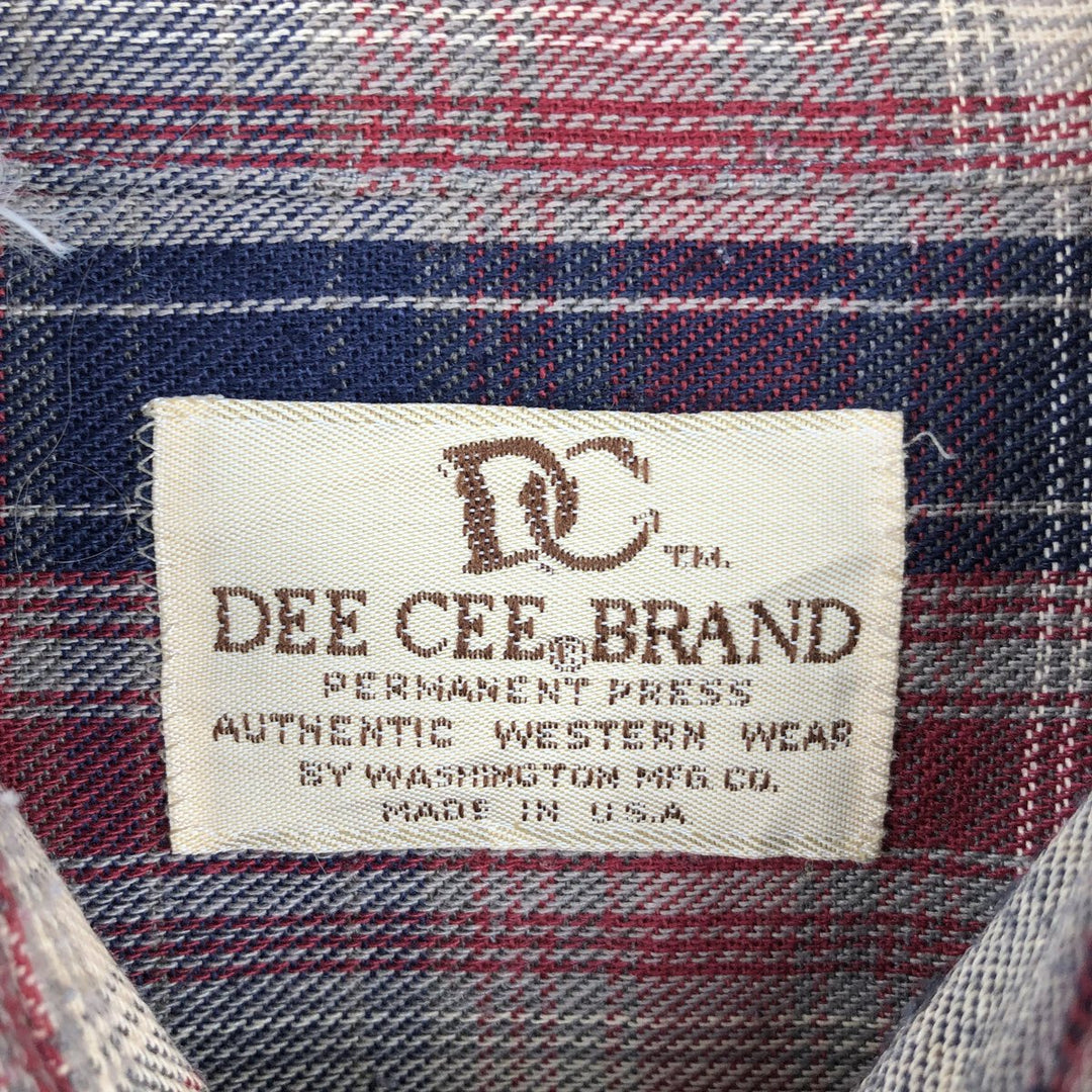 1970'S DC Check Pattern Long-Sleeve Western Shirt, Made in USA, Men's Size L (approx.) unclear navy blue type Vintage Second Hand