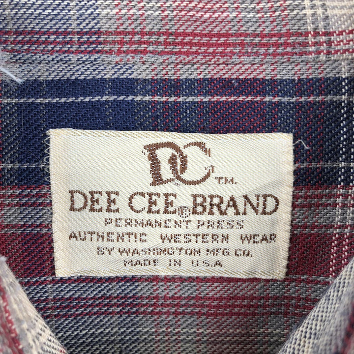 1970'S DC Check Pattern Long-Sleeve Western Shirt, Made in USA, Men's Size L (approx.) unclear navy blue type Vintage Second Hand