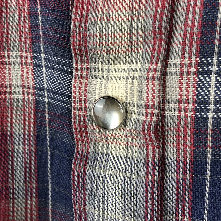 1970'S DC Check Pattern Long-Sleeve Western Shirt, Made in USA, Men's Size L (approx.) unclear navy blue type Vintage Second Hand