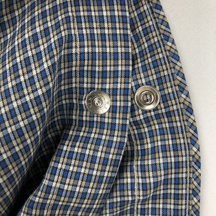 1970'S Wrangler Check Pattern Long-Sleeve Western Shirt, Made in USA, Men's Size M (approx.), Vintage unclear blue type Vintage Second Hand