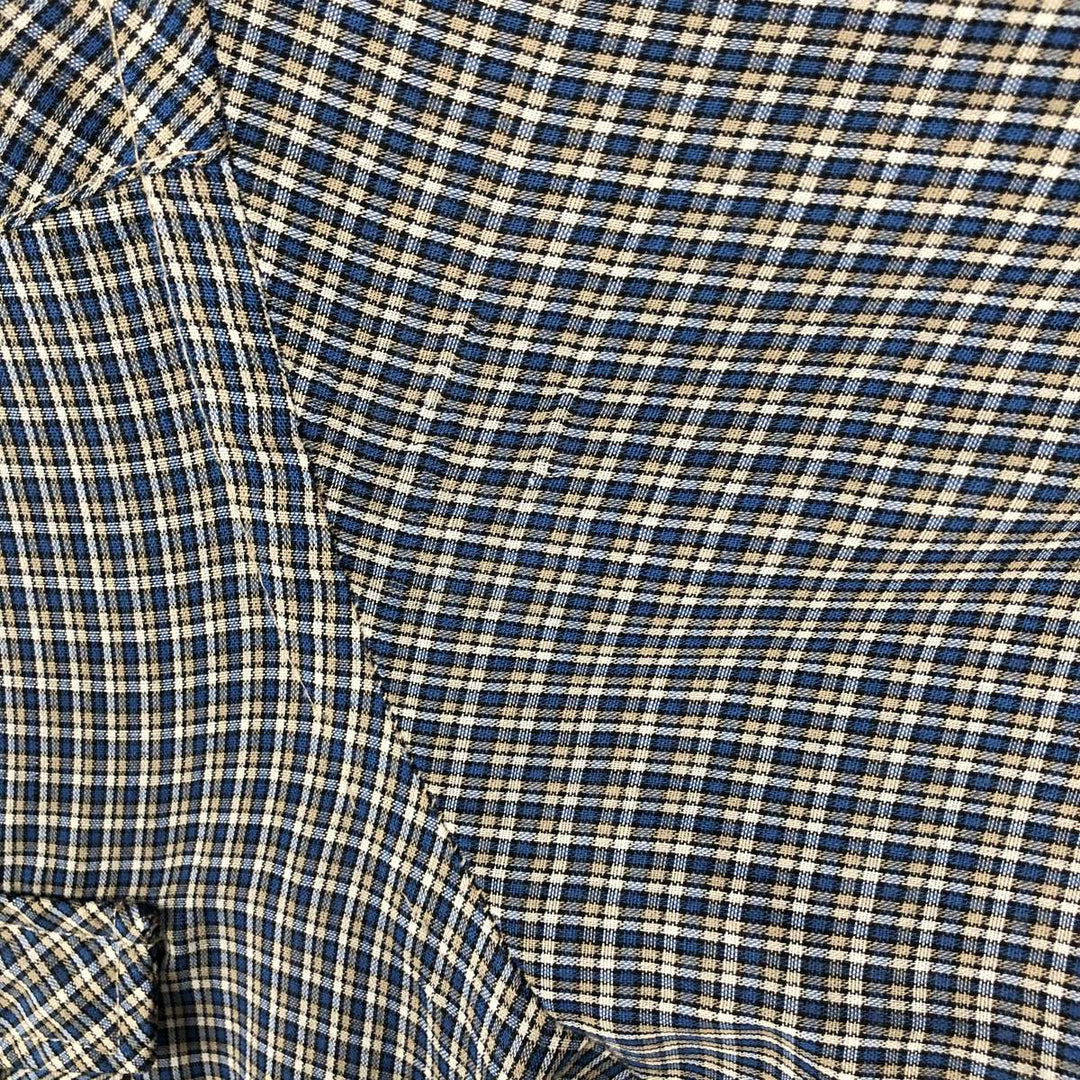 1970'S Wrangler Check Pattern Long-Sleeve Western Shirt, Made in USA, Men's Size M (approx.), Vintage unclear blue type Vintage Second Hand