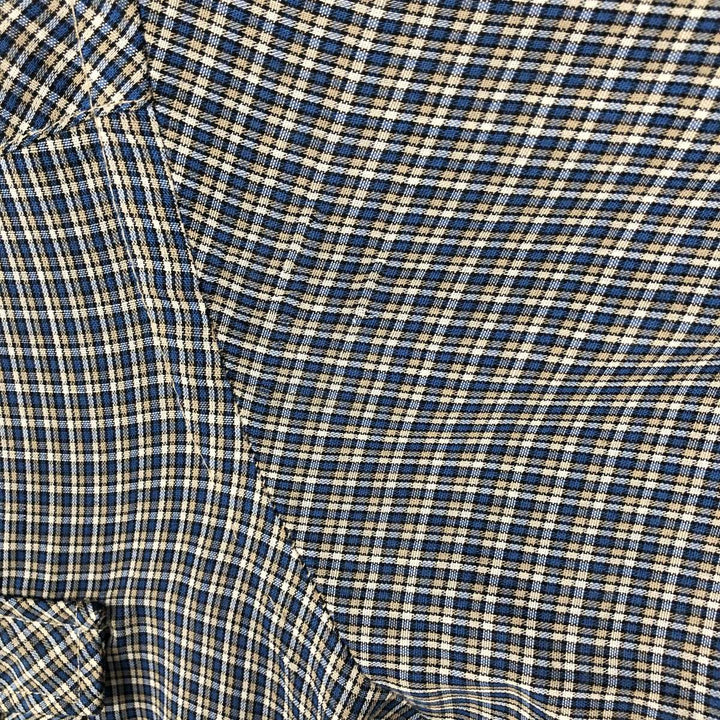 1970'S Wrangler Check Pattern Long-Sleeve Western Shirt, Made in USA, Men's Size M (approx.), Vintage unclear blue type Vintage Second Hand