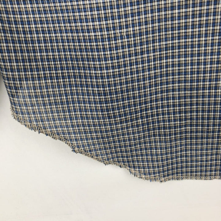 1970'S Wrangler Check Pattern Long-Sleeve Western Shirt, Made in USA, Men's Size M (approx.), Vintage unclear blue type Vintage Second Hand