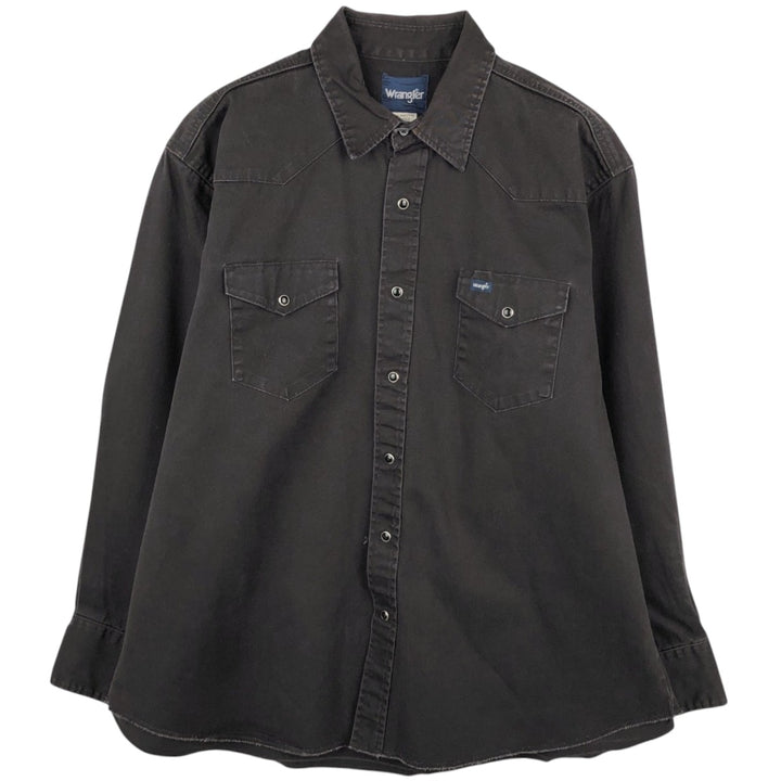 80s-90'S Wrangler Long-Sleeve Western Shirt, Men's XXL (approx.), Vintage cotton black type Vintage Second Hand